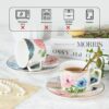 KAMMAK Tea Cups and Saucers Set of 2, Porcelain Coffee Cups, Stackable Espresso Mugs, Ceramic Demitasse for Coffee, Latte, Americano, Tea, Green + Pink KAMMAK 8CZNX045+46 ceramic cup and saucer scale and proportion view image 6