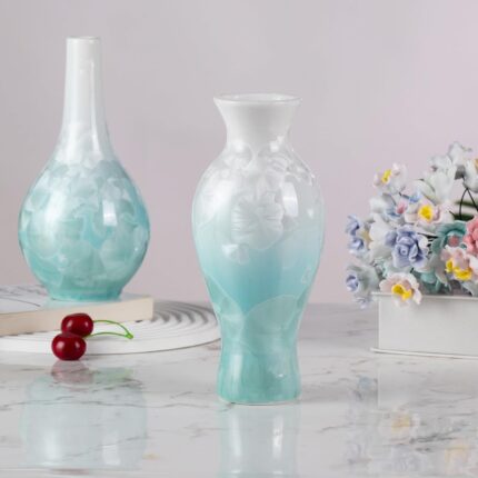 Modern Ceramic Vase, Decorative Flower Vases for Home, Pottery Vases for Living Room, Kitchen, Bedroom, Shelf, Rustic Farmhouse, Bookshelf, Table Décor（LHBZ10）