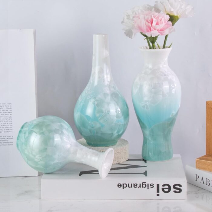 Modern Ceramic Vase, Decorative Flower Vases for Home, Pottery Vases for Living Room, Kitchen, Bedroom, Shelf, Rustic Farmhouse, Bookshelf, Table Décor（LHBZ10）