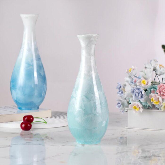Modern Ceramic Vase, Decorative Flower Vases for Home, Pottery Vases for Living Room, Kitchen, Bedroom, Shelf, Rustic Farmhouse, Bookshelf, Table Décor（LHBZ11）