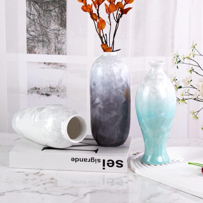 Modern Ceramic Vase, Decorative Flower Vases for Home, Pottery Vases for Living Room, Kitchen, Bedroom, Shelf, Rustic Farmhouse, Bookshelf, Table Décor（LHBZ13）