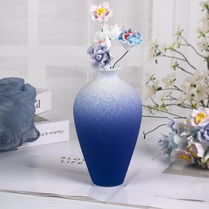 Modern Ceramic Vase, Decorative Flower Vases for Home, Pottery Vases for Living Room, Kitchen, Bedroom, Shelf, Rustic Farmhouse, Bookshelf, Table Décor（LHBZ15）