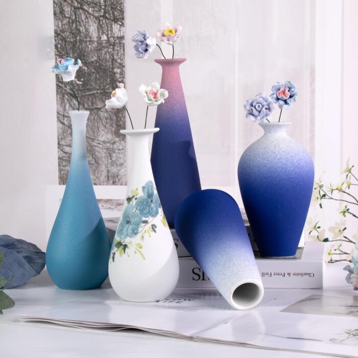 Modern Ceramic Vase, Decorative Flower Vases for Home, Pottery Vases for Living Room, Kitchen, Bedroom, Shelf, Rustic Farmhouse, Bookshelf, Table Décor（LHBZ15）