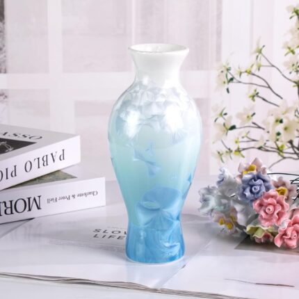 Modern Ceramic Vase, Decorative Flower Vases for Home, Pottery Vases for Living Room, Kitchen, Bedroom, Shelf, Rustic Farmhouse, Bookshelf, Table Décor（LHBZ02）