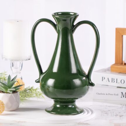 Modern Ceramic Vase, Decorative Flower Vases for Home, Pottery Vases for Living Room, Kitchen, Bedroom, Shelf, Rustic Farmhouse, Bookshelf, Table Décor（ZH030）