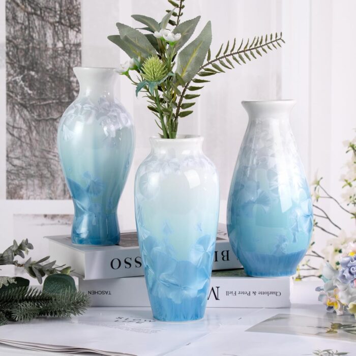Modern Ceramic Vase, Decorative Flower Vases for Home, Pottery Vases for Living Room, Kitchen, Bedroom, Shelf, Rustic Farmhouse, Bookshelf, Table Décor（LHBZ03）