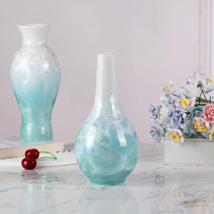 Modern Ceramic Vase, Decorative Flower Vases for Home, Pottery Vases for Living Room, Kitchen, Bedroom, Shelf, Rustic Farmhouse, Bookshelf, Table Décor（LHBZ09）