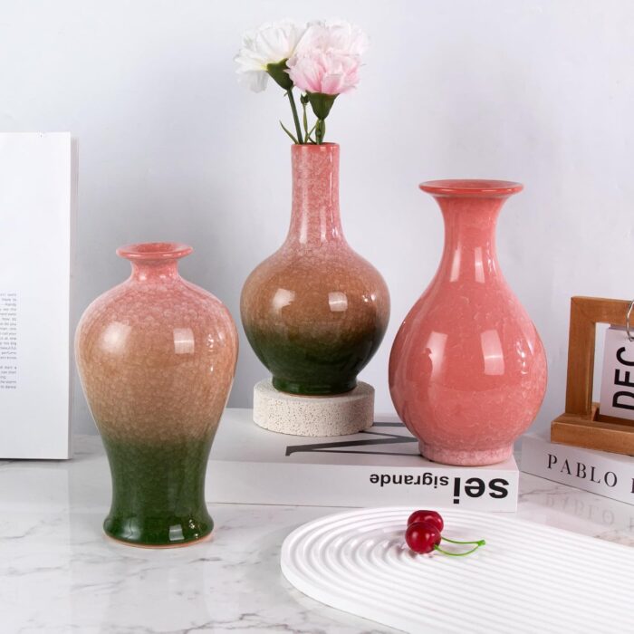 Colored Ceramic Vase, Beautiful Hand-Painted Decorative Vase, Modern Art Porcelain Vase for Flower Mantle Dining Table Centerpiece, Entryway Living Room Wedding Decoration（DSH24）