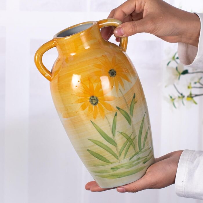 Colored Ceramic Vase, Beautiful Hand-Painted Decorative Vase, Modern Art Porcelain Vase for Flower Mantle Dining Table Centerpiece, Entryway Living Room Wedding Decoration（ZH027）