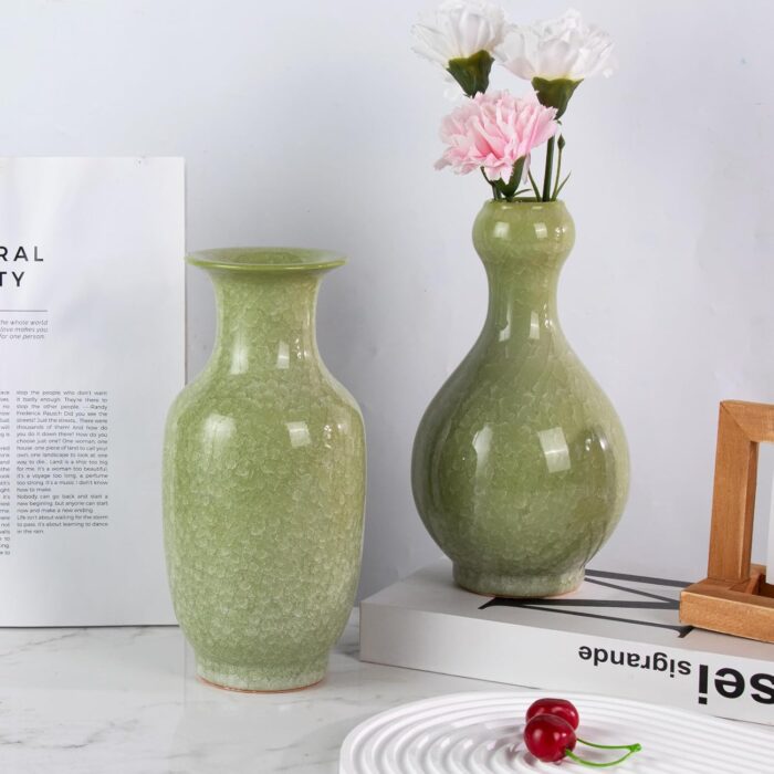 Colored Ceramic Vase, Beautiful Hand-Painted Decorative Vase, Modern Art Porcelain Vase for Flower Mantle Dining Table Centerpiece, Entryway Living Room Wedding Decoration（DSH33）