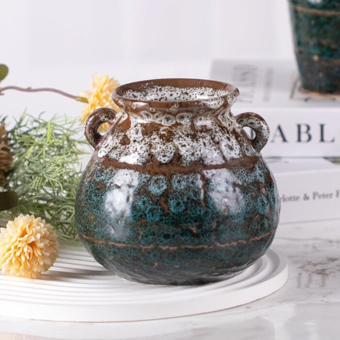 Colored Ceramic Vase, Beautiful Hand-Painted Decorative Vase, Modern Art Porcelain Vase for Flower Mantle Dining Table Centerpiece, Entryway Living Room Wedding Decoration（ZH014）