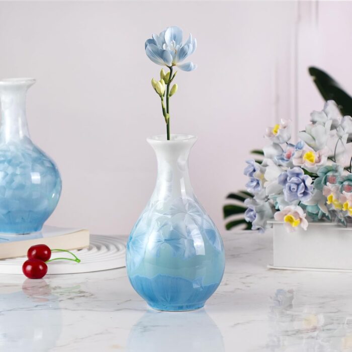 Colored Ceramic Vase, Beautiful Hand-Painted Decorative Vase, Modern Art Porcelain Vase for Flower Mantle Dining Table Centerpiece, Entryway Living Room Wedding Decoration（DSH07）