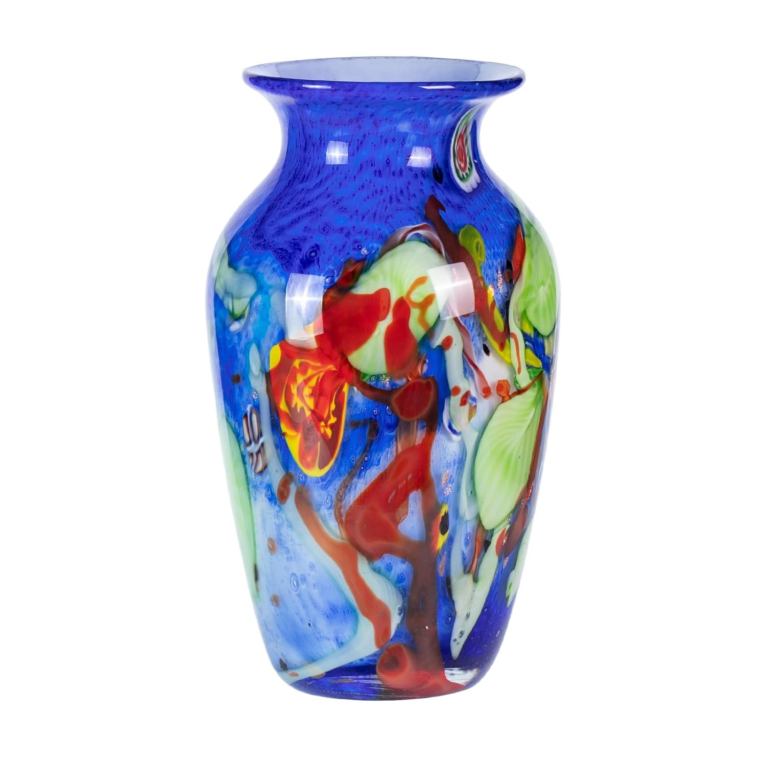 Colored Glass Flower Vase, Beautiful Hand Blown Decorative Vase, Modern Art Decorative for Home Living Room, Office, Table Centerpieces, Bookshelves and Wedding Decorations (JG39) KAMMAK 8HPJG039 glass vase product card image