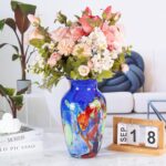 Colored Glass Flower Vase, Beautiful Hand Blown Decorative Vase, Modern Art Decorative for Home Living Room, Office, Table Centerpieces, Bookshelves and Wedding Decorations （JG39）