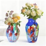 Colored Glass Flower Vase, Beautiful Hand Blown Decorative Vase, Modern Art Decorative for Home Living Room, Office, Table Centerpieces, Bookshelves and Wedding Decorations （JG39）