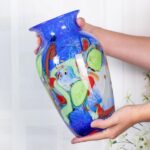 Colored Glass Flower Vase, Beautiful Hand Blown Decorative Vase, Modern Art Decorative for Home Living Room, Office, Table Centerpieces, Bookshelves and Wedding Decorations （JG39）