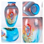 Colored Glass Flower Vase, Beautiful Hand Blown Decorative Vase, Modern Art Decorative for Home Living Room, Office, Table Centerpieces, Bookshelves and Wedding Decorations （JG66）