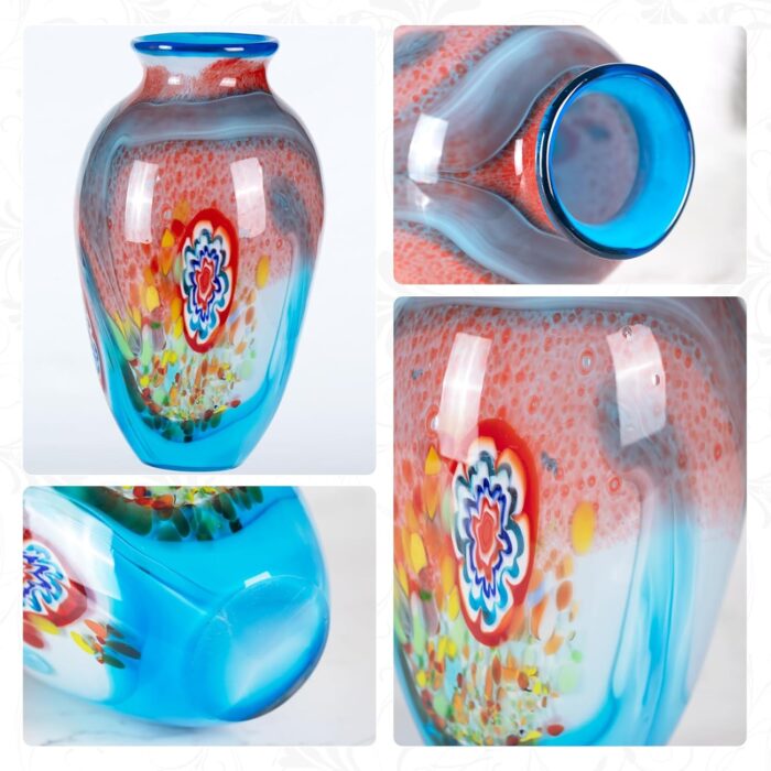 Colored Glass Flower Vase, Beautiful Hand Blown Decorative Vase, Modern Art Decorative for Home Living Room, Office, Table Centerpieces, Bookshelves and Wedding Decorations （JG66）