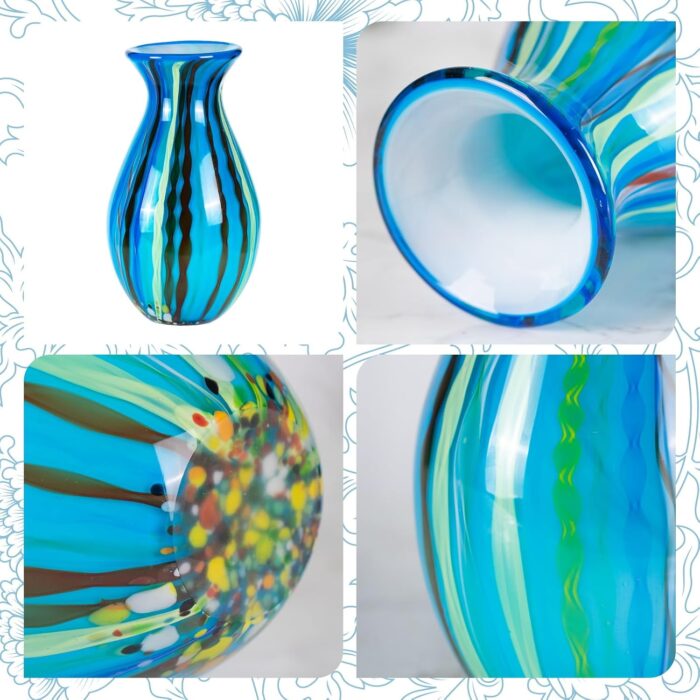 Colored Glass Flower Vase, Beautiful Hand Blown Decorative Vase, Modern Art Decorative for Home Living Room, Office, Table Centerpieces, Bookshelves and Wedding Decorations (JG37) KAMMAK 8HPJG037 glass vase shape and proportion detail image 3