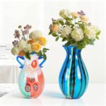 Colored Glass Flower Vase, Beautiful Hand Blown Decorative Vase, Modern Art Decorative for Home Living Room, Office, Table Centerpieces, Bookshelves and Wedding Decorations (JG37) KAMMAK 8HPJG037 glass vase close-up material texture detail image 4
