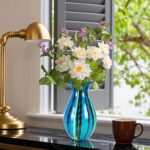 Colored Glass Flower Vase, Beautiful Hand Blown Decorative Vase, Modern Art Decorative for Home Living Room, Office, Table Centerpieces, Bookshelves and Wedding Decorations (JG37) KAMMAK 8HPJG037 glass vase scale and proportion view image 6