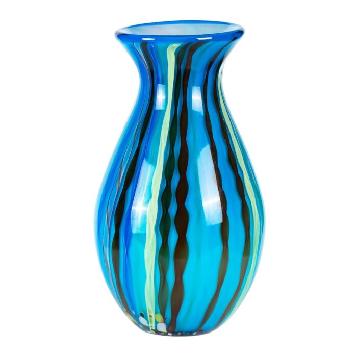 Colored Glass Flower Vase, Beautiful Hand Blown Decorative Vase, Modern Art Decorative for Home Living Room, Office, Table Centerpieces, Bookshelves and Wedding Decorations (JG37) KAMMAK 8HPJG037 glass vase front view for product display