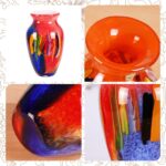Glass Vases for Flower, Unique Hand Blown Blue and Red Glass Vase, Modern Art Decorative for Home Living Room, Office, Table centerpieces, Bookshelves and Wedding Decorations...