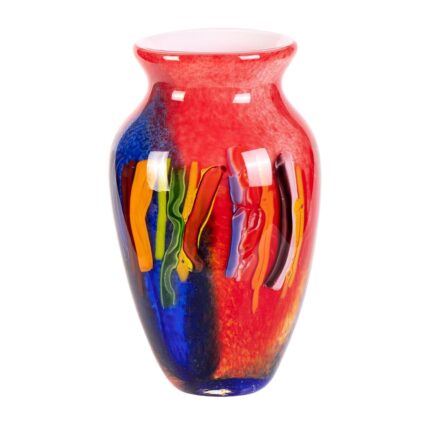 Glass Vases for Flower, Unique Hand Blown Blue and Red Glass Vase, Modern Art Decorative for Home Living Room, Office, Table centerpieces, Bookshelves and Wedding Decorations...