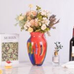 Glass Vases for Flower, Unique Hand Blown Blue and Red Glass Vase, Modern Art Decorative for Home Living Room, Office, Table centerpieces, Bookshelves and Wedding Decorations...