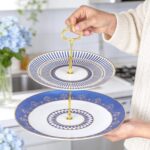 KAMMAK 2-Tier Porcelain Cupcake Stand Serving Tray, Dessert Plates Cake Fruit Candy Display Tower, Reusable Pastry Platter for Wedding Birthday Baby Shower Tea Party Decorations...