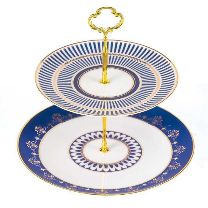 KAMMAK 2-Tier Porcelain Cupcake Stand Serving Tray, Dessert Plates Cake Fruit Candy Display Tower, Reusable Pastry Platter for Wedding Birthday Baby Shower Tea Party Decorations...