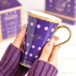 KAMMAK Bone China Mugs Set of 2, Ceramic Tea and Coffee Cups, 10.8oz Porcelain Tall Mugs Set, Hand-painted Cappuccino Mug for Latte, Americano, Breakfast Cereal, Hot Cocoa,...