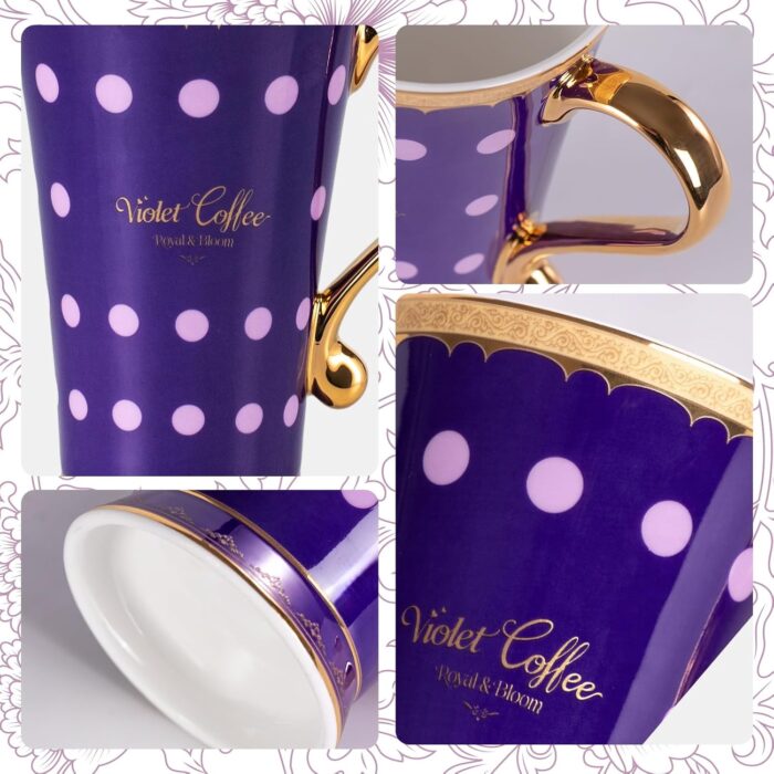 KAMMAK Bone China Mugs Set of 2, Ceramic Tea and Coffee Cups, 10.8oz Porcelain Tall Mugs Set, Hand-painted Cappuccino Mug for Latte, Americano, Breakfast Cereal, Hot Cocoa,...