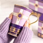 KAMMAK Bone China Mugs Set of 2, Ceramic Tea and Coffee Cups, 10.8oz Porcelain Tall Mugs Set, Hand-painted Cappuccino Mug for Latte, Americano, Breakfast Cereal, Hot Cocoa,...