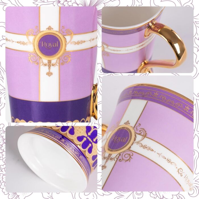 KAMMAK Bone China Mugs Set of 2, Ceramic Tea and Coffee Cups, 10.8oz Porcelain Tall Mugs Set, Hand-painted Cappuccino Mug for Latte, Americano, Breakfast Cereal, Hot Cocoa,...