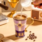 KAMMAK Bone China Mugs Set of 2, Ceramic Tea and Coffee Cups, 10.8oz Porcelain Tall Mugs Set, Hand-painted Cappuccino Mug for Latte, Americano, Breakfast Cereal, Hot Cocoa,...