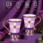 KAMMAK Bone China Mugs Set of 2, Ceramic Tea and Coffee Cups, 10.8oz Porcelain Tall Mugs Set, Hand-painted Cappuccino Mug for Latte, Americano, Breakfast Cereal, Hot Cocoa,...