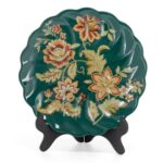 KAMMAK Ceramic Decorative Plate, Porcelain Plates for Kitchen Dining Room Wine Cabinet Home Decor, Vintage Collector Plates with 1 Display Stand, Green KAMMAK 8HPLZ063 decorative serving plate styled on dining table image 2