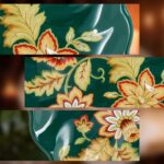 KAMMAK Ceramic Decorative Plate, Porcelain Plates for Kitchen Dining Room Wine Cabinet Home Decor, Vintage Collector Plates with 1 Display Stand, Green KAMMAK 8HPLZ063 decorative serving plate styled on dining table image 4
