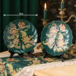 KAMMAK Ceramic Decorative Plate, Porcelain Plates for Kitchen Dining Room Wine Cabinet Home Decor, Vintage Collector Plates with 1 Display Stand, Green KAMMAK 8HPLZ063 decorative serving plate styled on dining table image 5