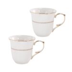 KAMMAK Ceramic Mug Set of 2, 10oz Porcelain Elegant Coffee and Tea Cups, Vintage Breakfast Mugs, Ideal for Birthday - Afternoon Tea & Housewarming Gifts (YFH21)