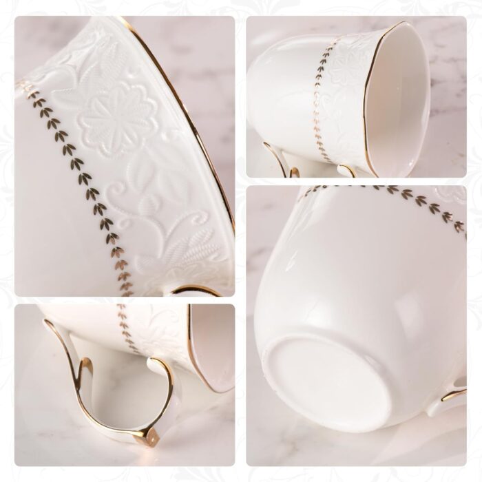 KAMMAK Ceramic Mug Set of 2, 10oz Porcelain Elegant Coffee and Tea Cups, Vintage Breakfast Mugs, Ideal for Birthday - Afternoon Tea & Housewarming Gifts (YFH21)