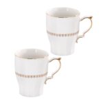 KAMMAK Ceramic Mug Set of 2, 9.8oz Elegant Coffee and Tea Cups, Vintage Breakfast Mugs, Porcelain Cup Ideal for Birthday - Afternoon Tea & Housewarming Gifts (YFH20)