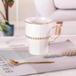 KAMMAK Ceramic Mug Set of 2, 9.8oz Elegant Coffee and Tea Cups, Vintage Breakfast Mugs, Porcelain Cup Ideal for Birthday - Afternoon Tea & Housewarming Gifts (YFH20)
