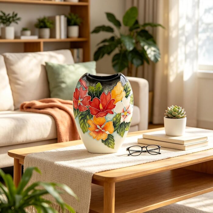 KAMMAK Colored Ceramic Vase, Beautiful Hand-Painted Decorative Vase, Modern Art Porcelain Vase for Flower Mantle Dining Table Centerpiece, Entryway Living Room Wedding...
