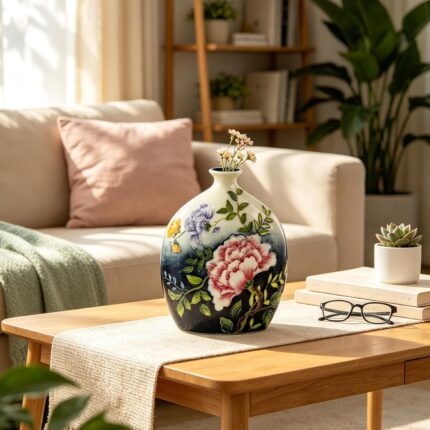 KAMMAK Colored Ceramic Vase, Beautiful Hand-Painted Decorative Vase, Modern Art Porcelain Vase for Flower Mantle Dining Table Centerpiece, Entryway Living Room Wedding...