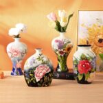 KAMMAK Colored Ceramic Vase, Beautiful Hand-Painted Decorative Vase, Modern Art Porcelain Vase for Flower Mantle Dining Table Centerpiece, Entryway Living Room Wedding...