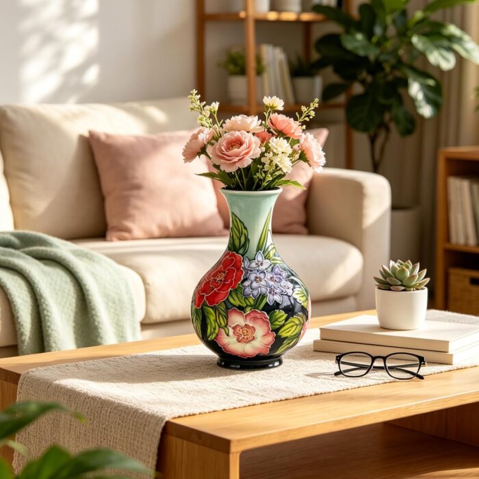 KAMMAK Colored Ceramic Vase, Beautiful Hand-Painted Decorative Vase, Modern Art Porcelain Vase for Flower Mantle Dining Table Centerpiece, Entryway Living Room Wedding...