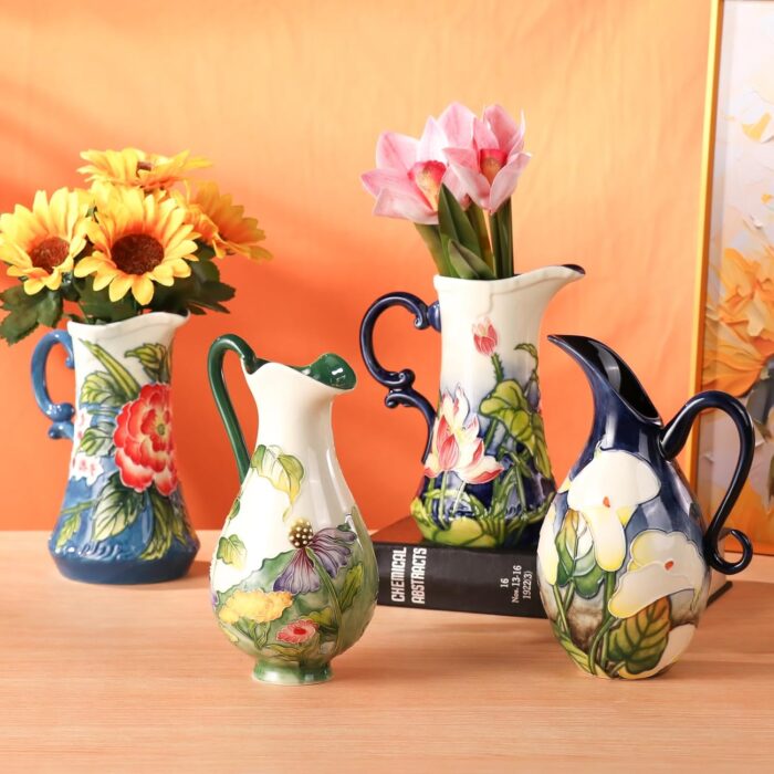 KAMMAK Colored Ceramic Vase, Beautiful Hand-Painted Decorative Vase, Modern Art Porcelain Vase for Flower Mantle Dining Table Centerpiece, Entryway Living Room Wedding...