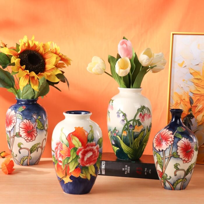 KAMMAK Colored Ceramic Vase, Beautiful Hand-Painted Decorative Vase, Modern Art Porcelain Vase for Flower Mantle Dining Table Centerpiece, Entryway Living Room Wedding...